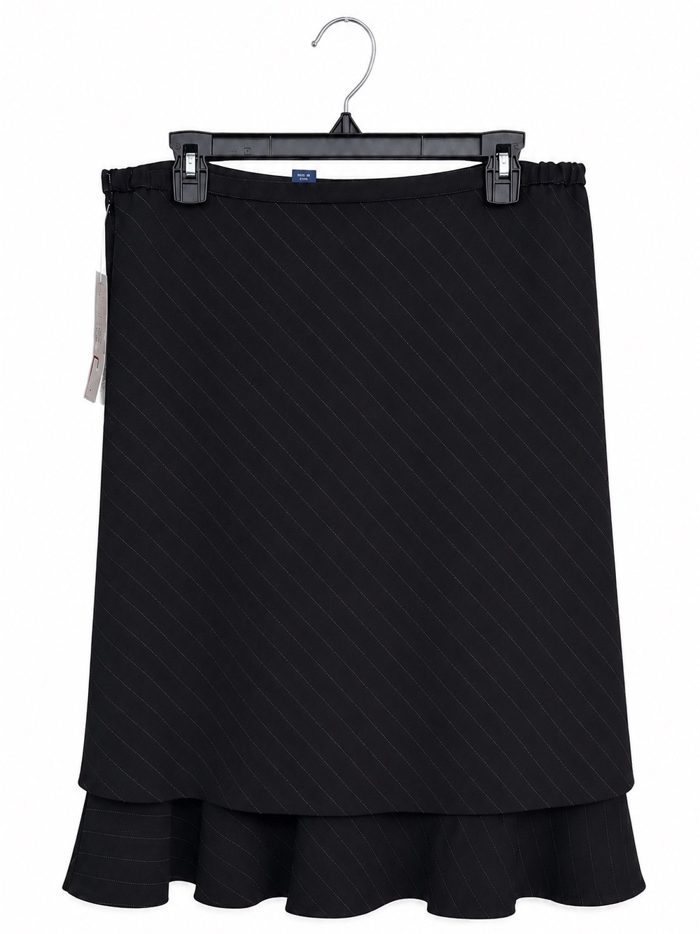 Karen Scott Pinstripe Midi Skirt – Women’s Size 14 – NWT Black Tiered Hem - Picture 2 of 2
